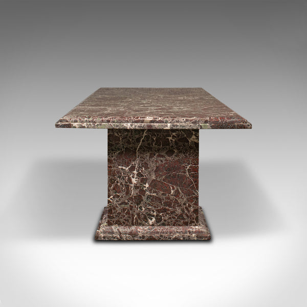 Large Vintage Coffee Table, English, Heavy Marble, Pedestal, Bench, Circa 1980