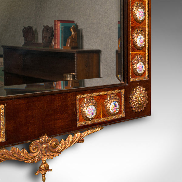 Large Vintage Overmantle Mirror, Continental, Walnut, Decorative, Italianate