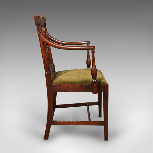 Antique Elbow Chair, English, Carver Seat, After Sheraton, Georgian, Circa 1780
