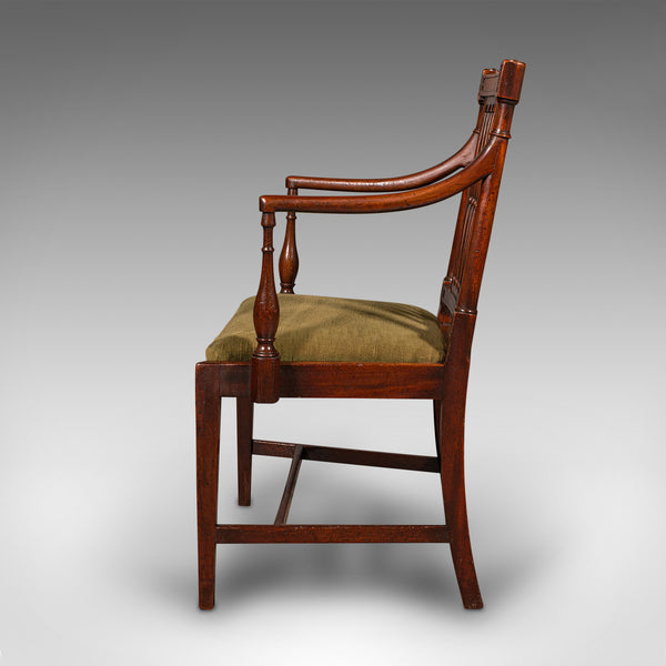Antique Elbow Chair, English, Carver Seat, After Sheraton, Georgian, Circa 1780