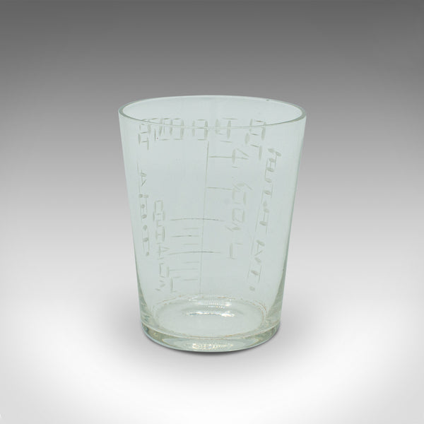 Antique Apothecary Medicine Cup, English, Glass, Chemist's Measure, Victorian