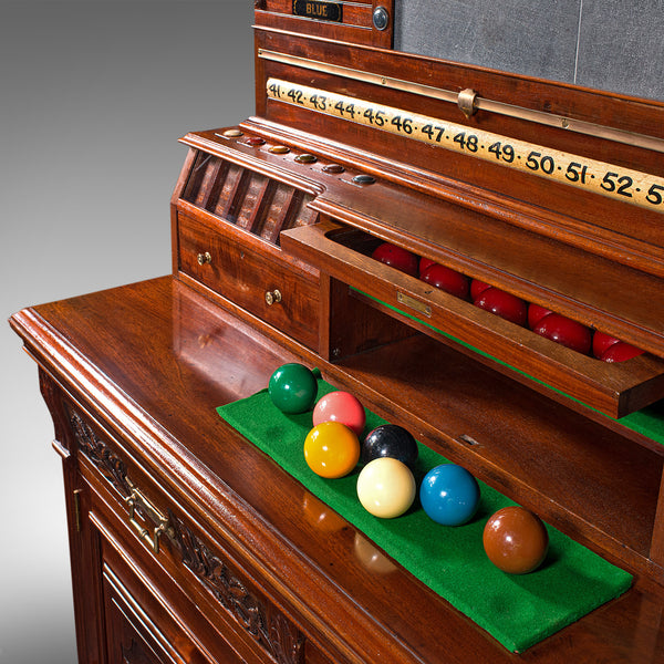 Large Antique Billiard Scoreboard Cabinet, Walnut, Burroughes & Watts, Edwardian