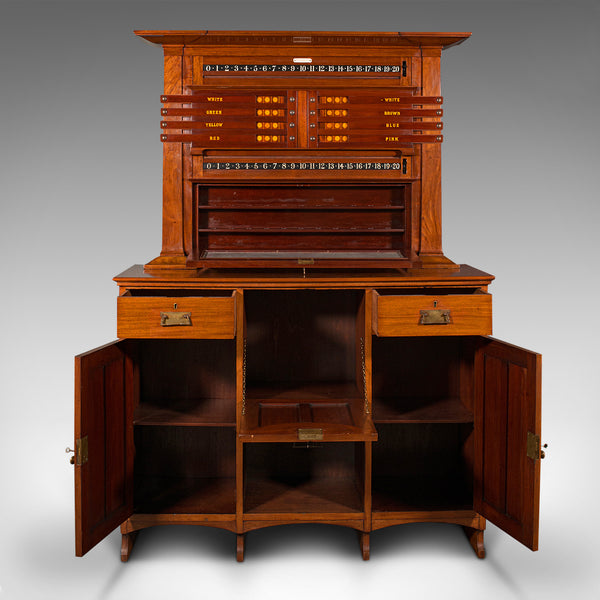Large Antique Score Cabinet, English Walnut, Billiard, Pool, Thurston, Edwardian