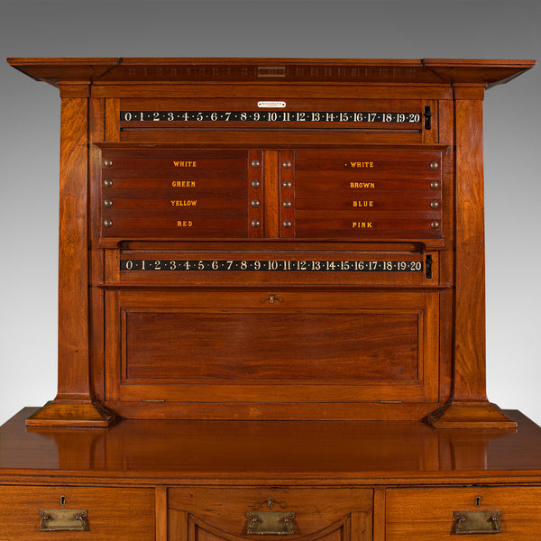 Large Antique Score Cabinet, English Walnut, Billiard, Pool, Thurston, Edwardian