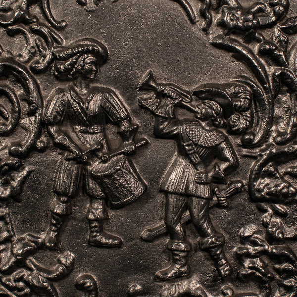 Antique Relief Fire Back, English, Cast Iron Decorative Panel, Victorian, C.1850