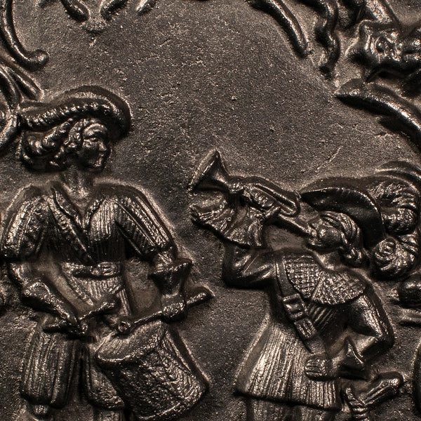 Antique Relief Fire Back, English, Cast Iron Decorative Panel, Victorian, C.1850