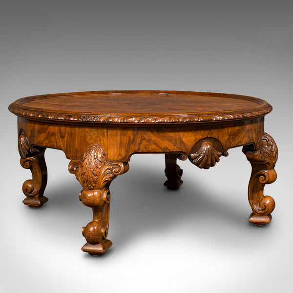 Antique Coffee Table, English, Burr Walnut, Low, Lounge, Magazine, Edwardian