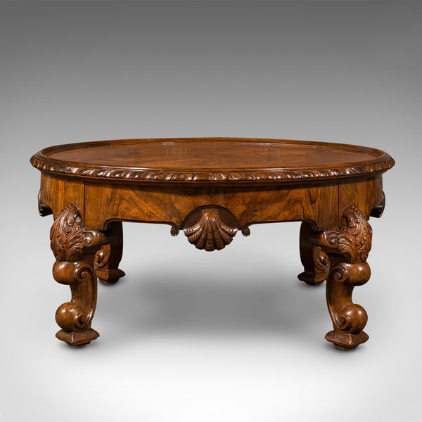 Antique Coffee Table, English, Burr Walnut, Low, Lounge, Magazine, Edwardian