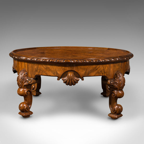 Antique Coffee Table, English, Burr Walnut, Low, Lounge, Magazine, Edwardian