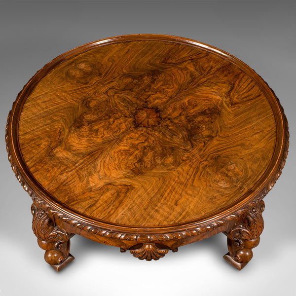 Antique Coffee Table, English, Burr Walnut, Low, Lounge, Magazine, Edwardian