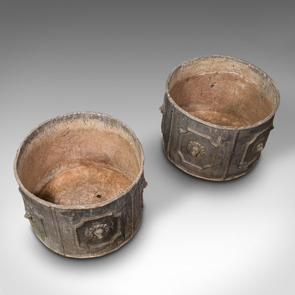 Pair Of Heavy Antique Planters, English, Lead, Planting Pot, Victorian, C.1850