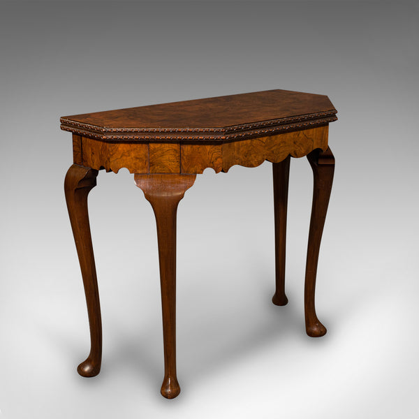 Antique Fold Over Card Table, English Walnut, Games, Georgian Revival, Edwardian