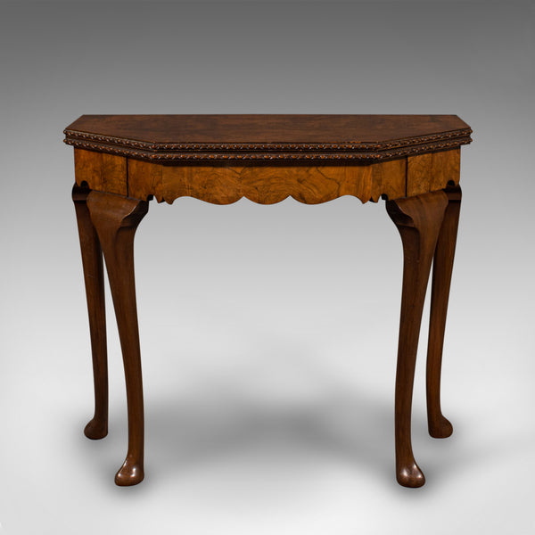 Antique Fold Over Card Table, English Walnut, Games, Georgian Revival, Edwardian