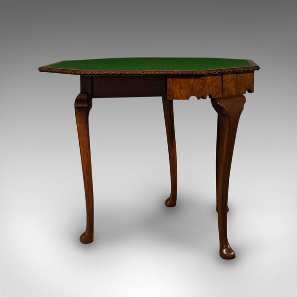 Antique Fold Over Card Table, English Walnut, Games, Georgian Revival, Edwardian