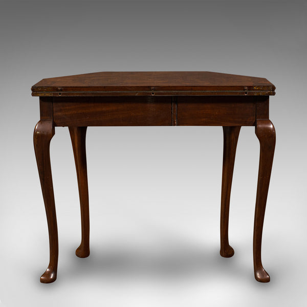 Antique Fold Over Card Table, English Walnut, Games, Georgian Revival, Edwardian