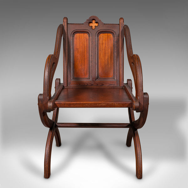 Pair Of Antique Glastonbury Chairs, English, Decorative Armchair, Gothic Revival