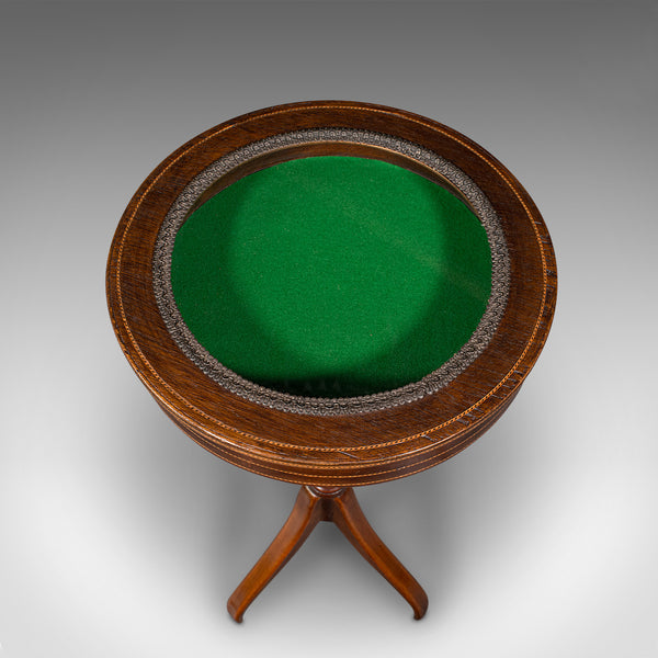 Small Antique Bijouterie Table, English, Beech, Glass Display Stand, Edwardian