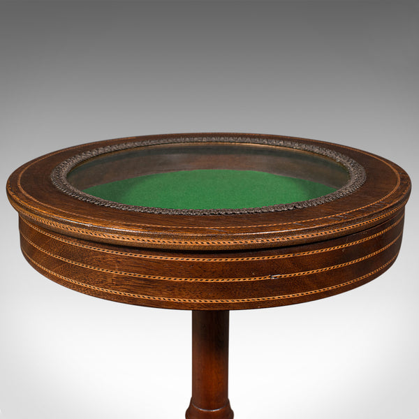 Small Antique Bijouterie Table, English, Beech, Glass Display Stand, Edwardian