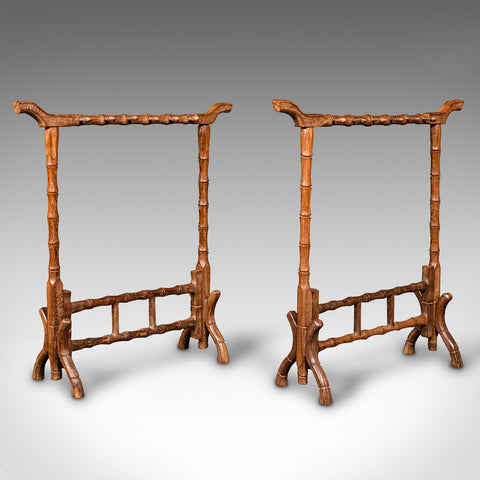 Pair Of Antique Decorative Spoon Rests, Japanese, Teak, Kitchen Stand, Victorian
