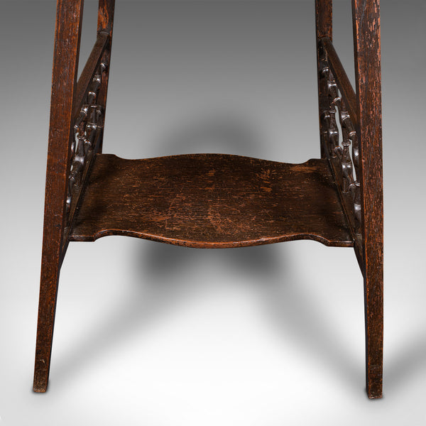 Antique Occasional Table, English, Oak, Side, Lamp, After Liberty, Victorian