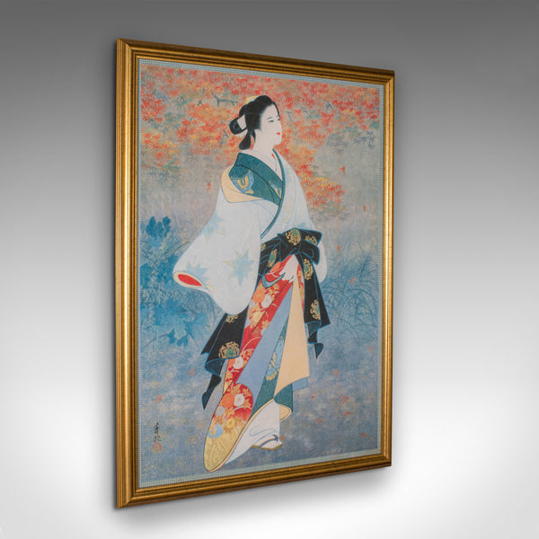 Vintage Geisha Print, Japanese, Framed, Female Figure, Art Deco, Decorative Art