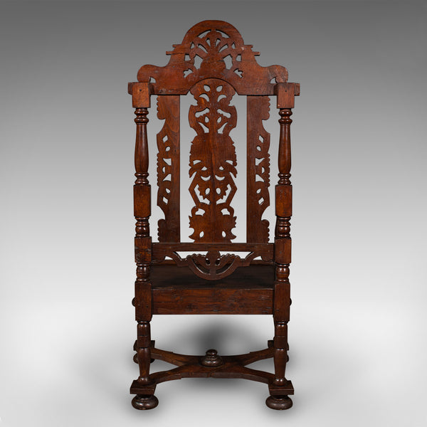 Antique Carved Throne Chair, Scottish Oak, Carver, Elbow Seat, Gothic, Victorian