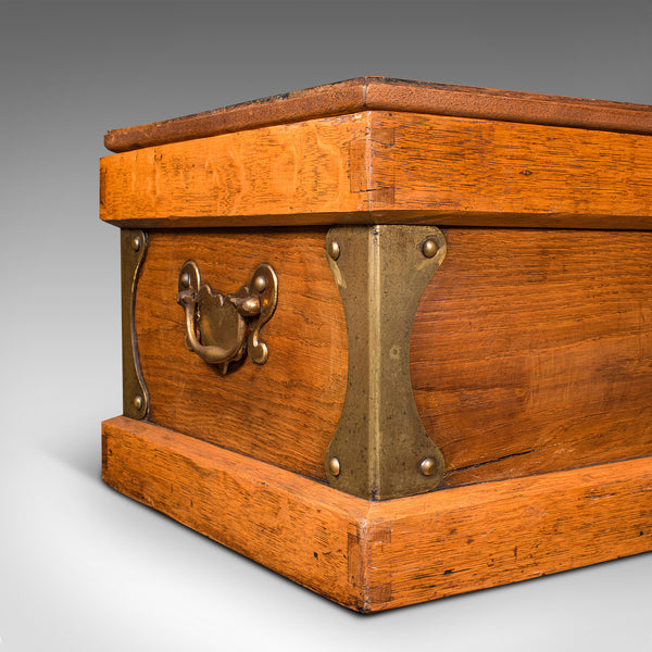 Antique Boat Builder's Chest, English, Oak, Tool Trunk, Coffee Table, Victorian