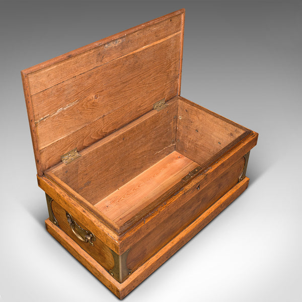 Antique Boat Builder's Chest, English, Oak, Tool Trunk, Coffee Table, Victorian