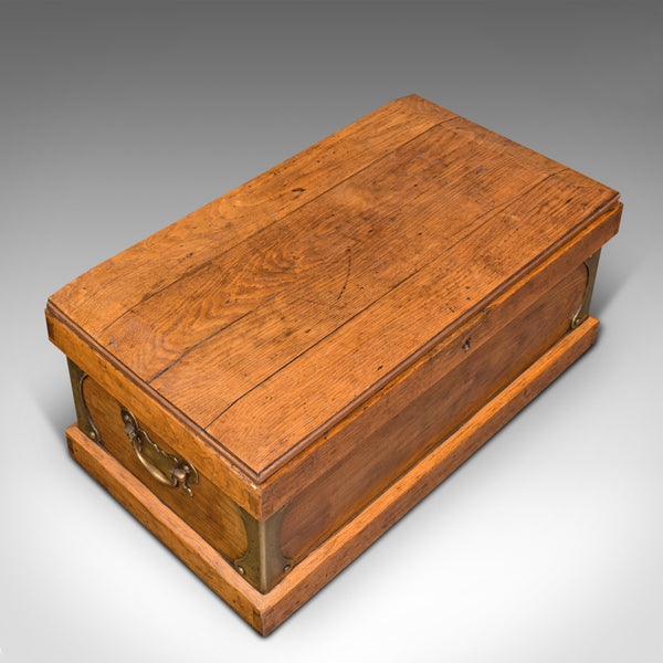 Antique Boat Builder's Chest, English, Oak, Tool Trunk, Coffee Table, Victorian