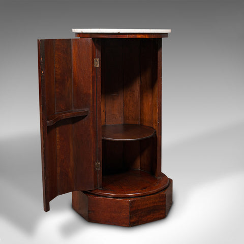Antique Pedestal Cabinet, English, Column, Nightstand, Cupboard, Victorian, 1850