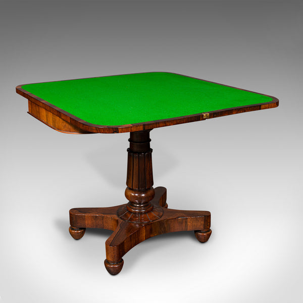 Antique Fold-Over Card Table, English, Games, Console, William IV, Circa 1835