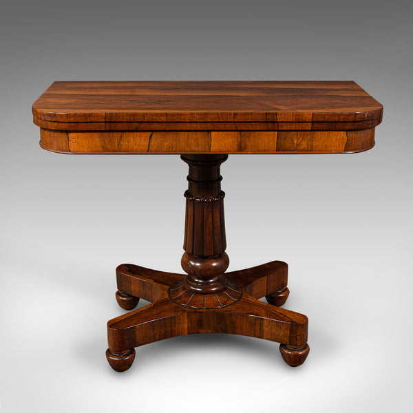 Antique Fold-Over Card Table, English, Games, Console, William IV, Circa 1835