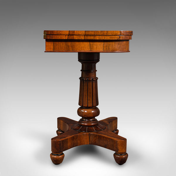 Antique Fold-Over Card Table, English, Games, Console, William IV, Circa 1835