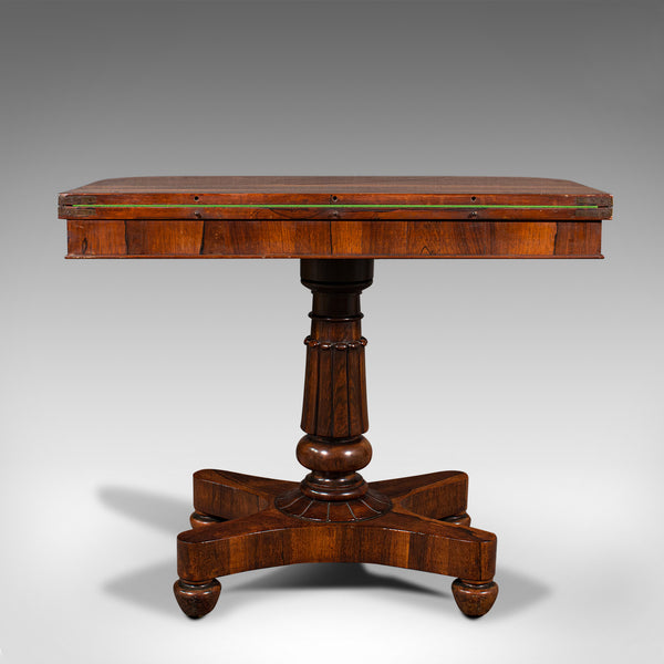 Antique Fold-Over Card Table, English, Games, Console, William IV, Circa 1835