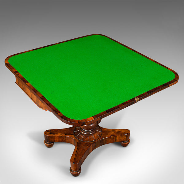 Antique Fold-Over Card Table, English, Games, Console, William IV, Circa 1835