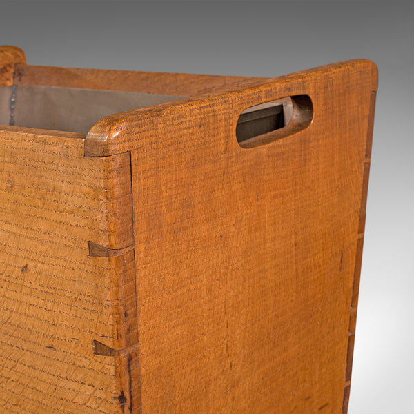 Large Antique Country House Fireside Store, English, Oak, Bin, Edwardian, C.1910