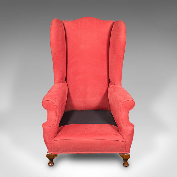 Antique Wing-Back Chair, English, Armchair, Oak, Fireside Seat, Victorian, 1900