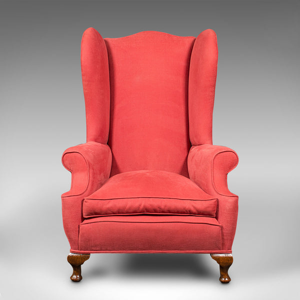 Antique Wing-Back Chair, English, Armchair, Oak, Fireside Seat, Victorian, 1900