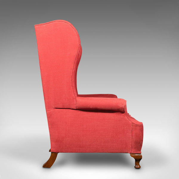 Antique Wing-Back Chair, English, Armchair, Oak, Fireside Seat, Victorian, 1900