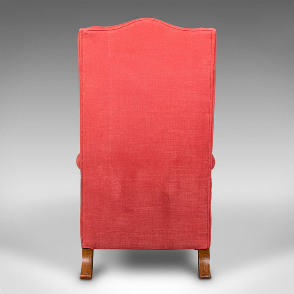 Antique Wing-Back Chair, English, Armchair, Oak, Fireside Seat, Victorian, 1900