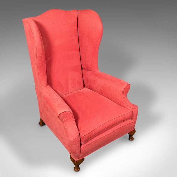 Antique Wing-Back Chair, English, Armchair, Oak, Fireside Seat, Victorian, 1900