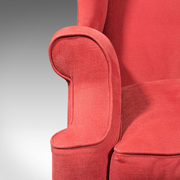 Antique Wing-Back Chair, English, Armchair, Oak, Fireside Seat, Victorian, 1900