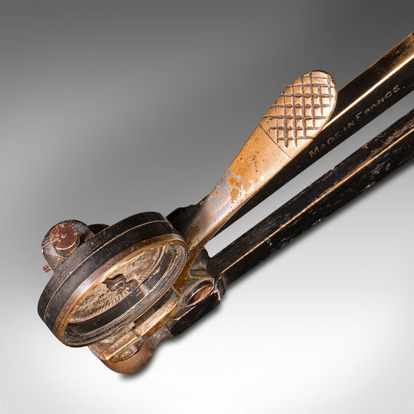 Vintage Veneer Thickness Gauge, French, Bronze, Craftsman's Measuring Tool, 1950