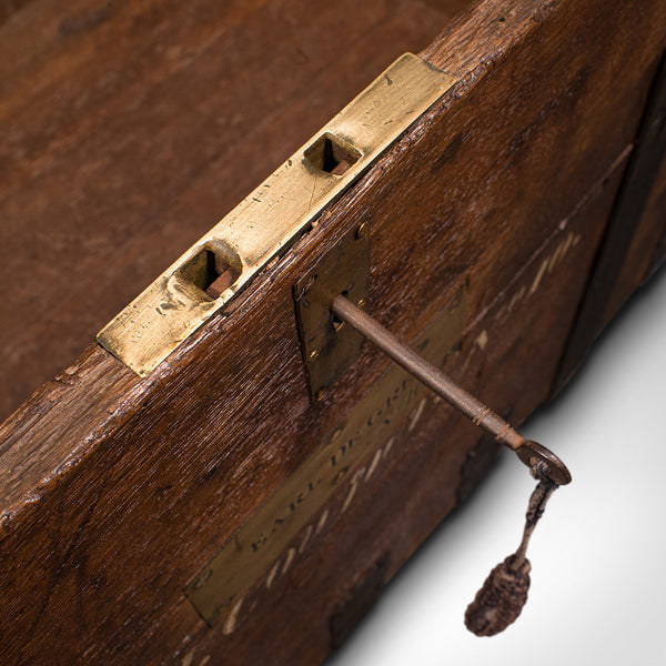 Large Antique Silver Chest, English, Oak, Iron Bound, Campaign Trunk, Victorian