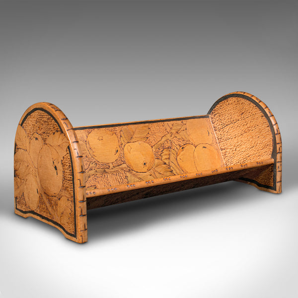 Small Antique Novel Rest, English, Apple Wood, Book Trough, Pokerwork, Victorian