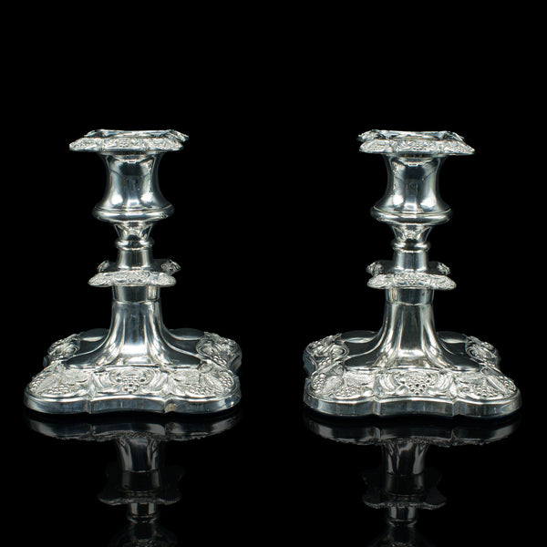 Pair Of Antique Candlesticks, Silver Plate, Decorative, Candle Holder, Victorian