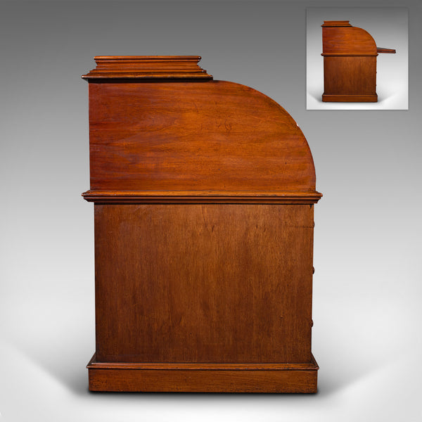 Grand Antique Estate Pedestal Desk, English Roll Top Secretaire, Victorian, 1860