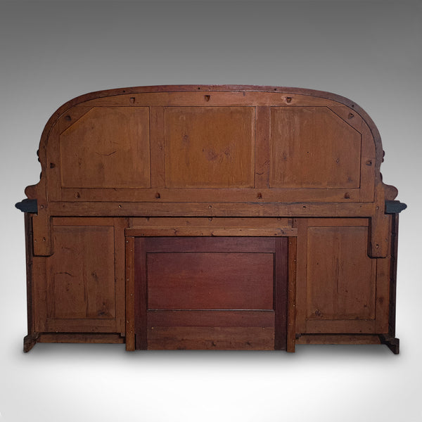 Antique Pedestal Sideboard, English, Dresser Cabinet, Large Mirror, Victorian