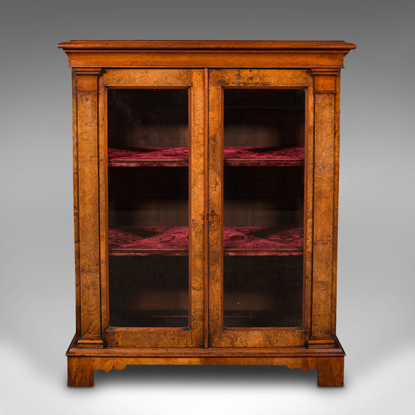 Antique Country House Display Bookcase, English, Burr Walnut, Library, Regency