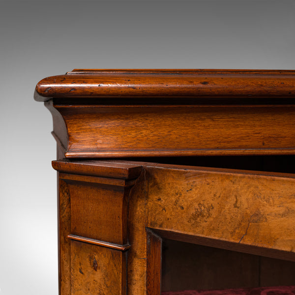 Antique Country House Display Bookcase, English, Burr Walnut, Library, Regency